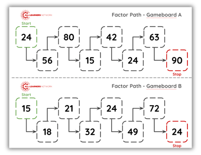 Factor Path Gameboard