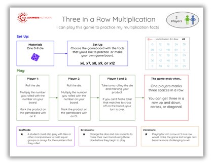 Three in a Row Multiplication